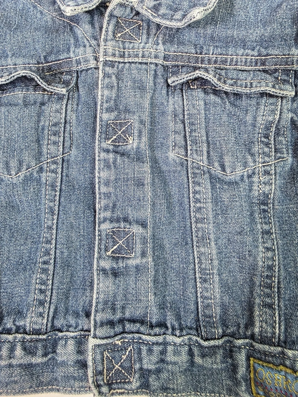 Vintage OshKosh B’gosh Baby Denim Jacket Scooter Dog 6-9M Blue USA